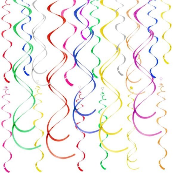 Colorful Ceiling Swirl Decorations Hanging Party Streamers Wedding Graduation - Picture 1 of 7